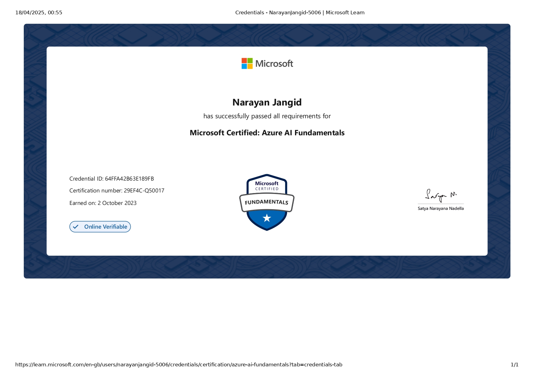 Microsoft Certified: Azure AI Fundamentals